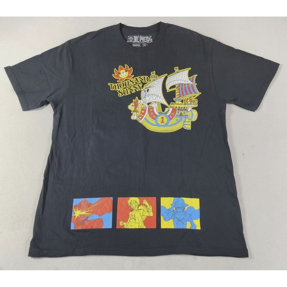 Ripple Junction One Piece Shirt Mens XL Black Straw Hat Crew Anime Graphic Tee